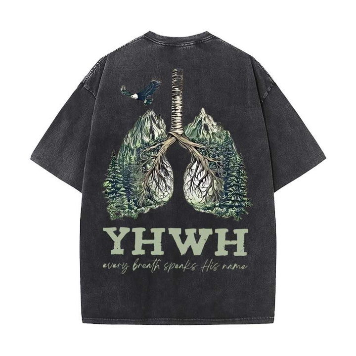 Christianartworkshop Every Breath Speaks His Name Unisex Washed T-shirt - Black - 5XL - image 14