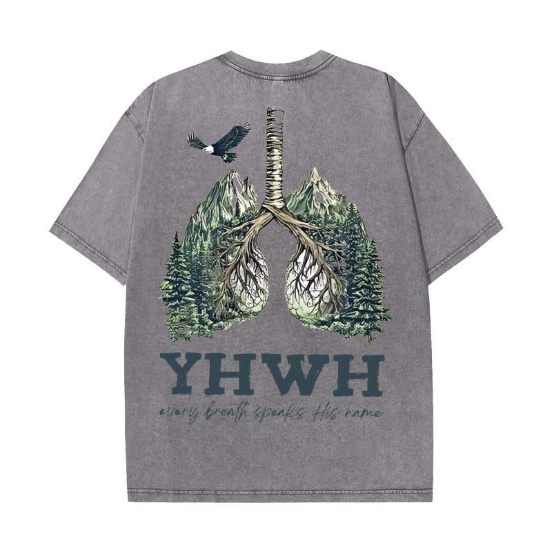 Christianartworkshop Every Breath Speaks His Name Unisex Washed T-shirt - Grey - 5XL - image 12