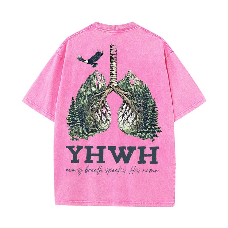 Christianartworkshop Every Breath Speaks His Name Unisex Washed T-shirt - Pink - 5XL - image 18