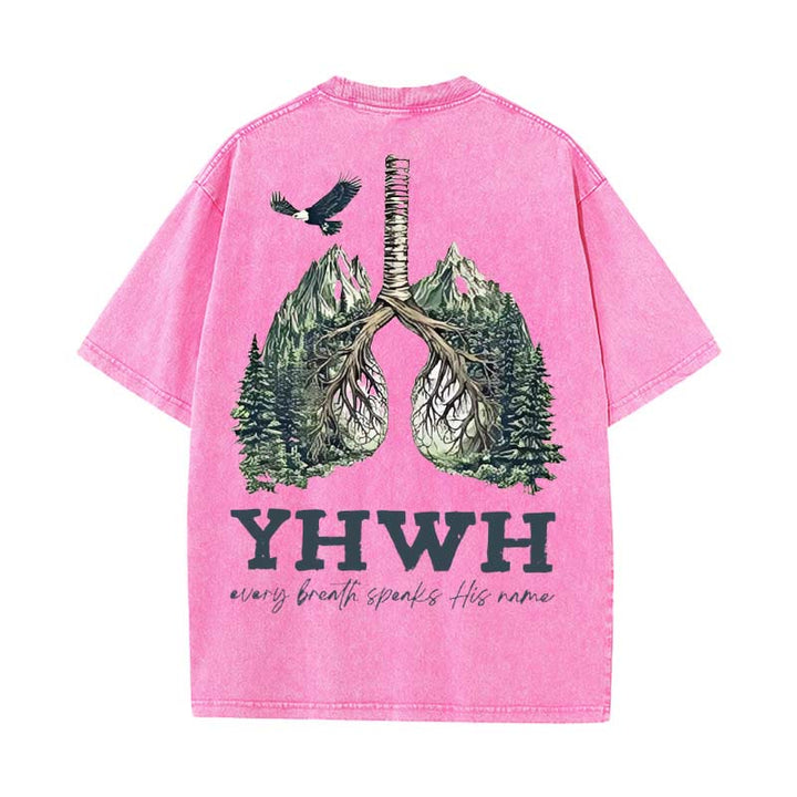 Christianartworkshop Every Breath Speaks His Name Unisex Washed T-shirt - Pink - 5XL - image 18