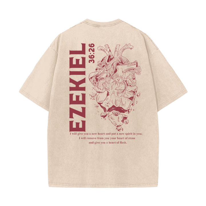 Christianartworkshop Heart Illustration Ezekiel Christian Washed T-shirt - Apricot - 5XL - image 1