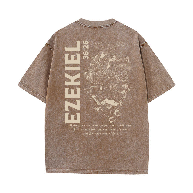 Christianartworkshop Heart Illustration Ezekiel Christian Washed T-shirt - Coffee - 5XL - image 10