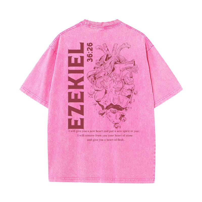 Christianartworkshop Heart Illustration Ezekiel Christian Washed T-shirt - Pink - 5XL - image 18