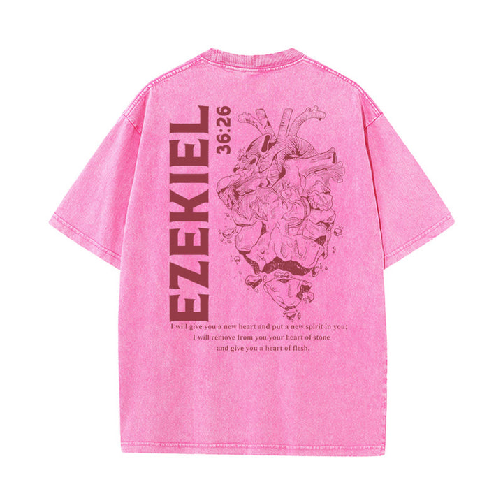 Christianartworkshop Heart Illustration Ezekiel Christian Washed T-shirt - Pink - 5XL - image 18