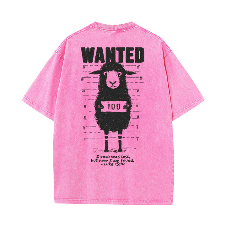 Christianartworkshop Wanted Sheep Unisex Washed T-shirt - Pink - 5XL - image 16
