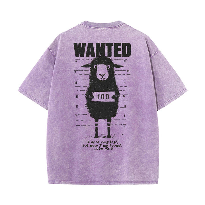 Christianartworkshop Wanted Sheep Unisex Washed T-shirt - Purple - 5XL - image 12