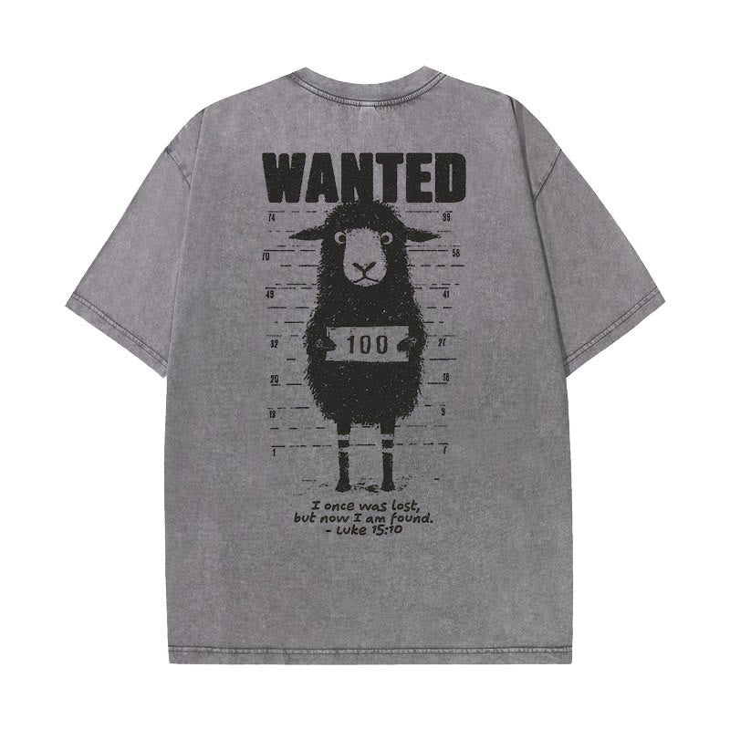 Christianartworkshop Wanted Sheep Unisex Washed T-shirt - Grey - 5XL - image 1
