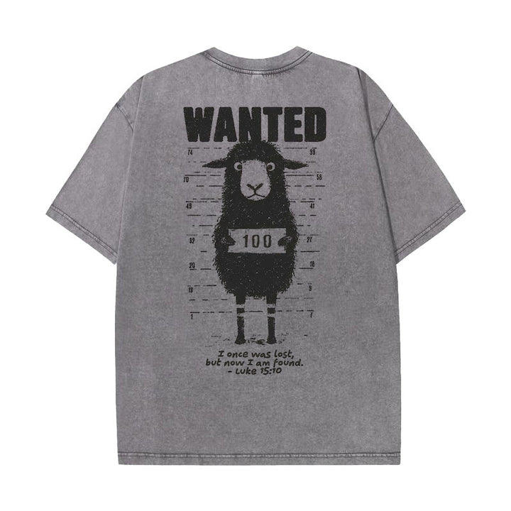 Christianartworkshop Wanted Sheep Unisex Washed T-shirt - Grey - 5XL - image 1
