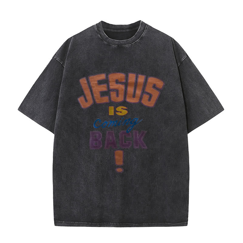 Christianartworkshop Jesus Is Coming Back Unisex Washed T-shirt - Black - 5XL - image 8