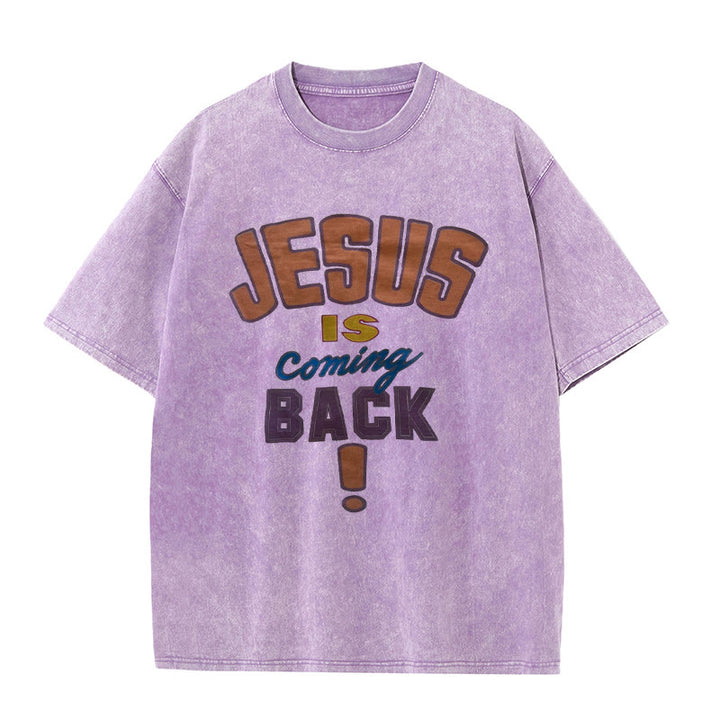 Christianartworkshop Jesus Is Coming Back Unisex Washed T-shirt - Purple - 5XL - image 1