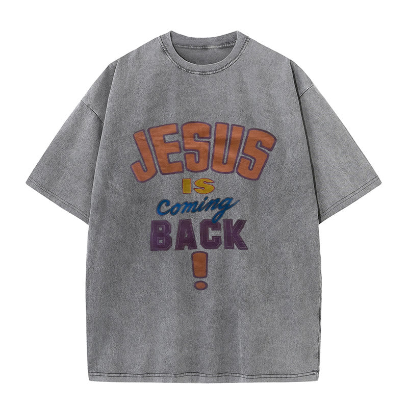 Christianartworkshop Jesus Is Coming Back Unisex Washed T-shirt - Grey - 5XL - image 9