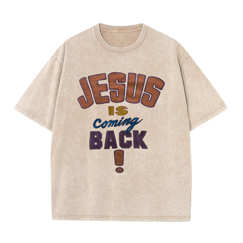 Christianartworkshop Jesus Is Coming Back Unisex Washed T-shirt - Apricot - 5XL - image 3
