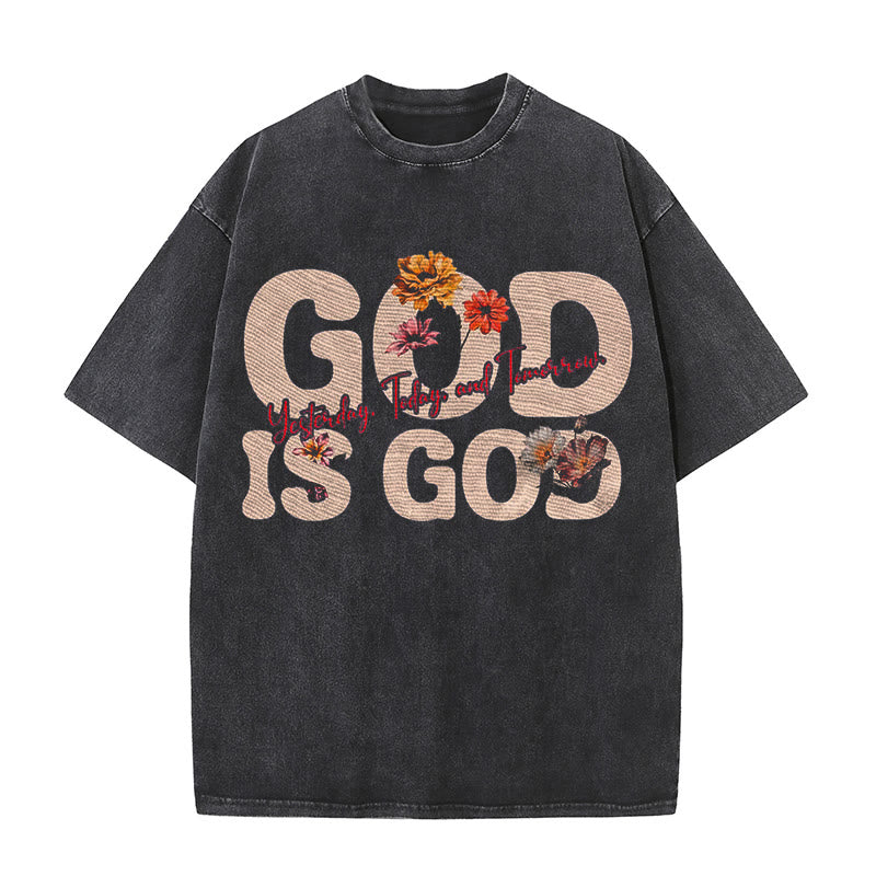 Christianartworkshop God Is God Unisex Washed T-shirt - Black - 5XL - image 1