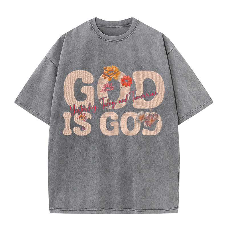 Christianartworkshop God Is God Unisex Washed T-shirt - Grey - 5XL - image 7