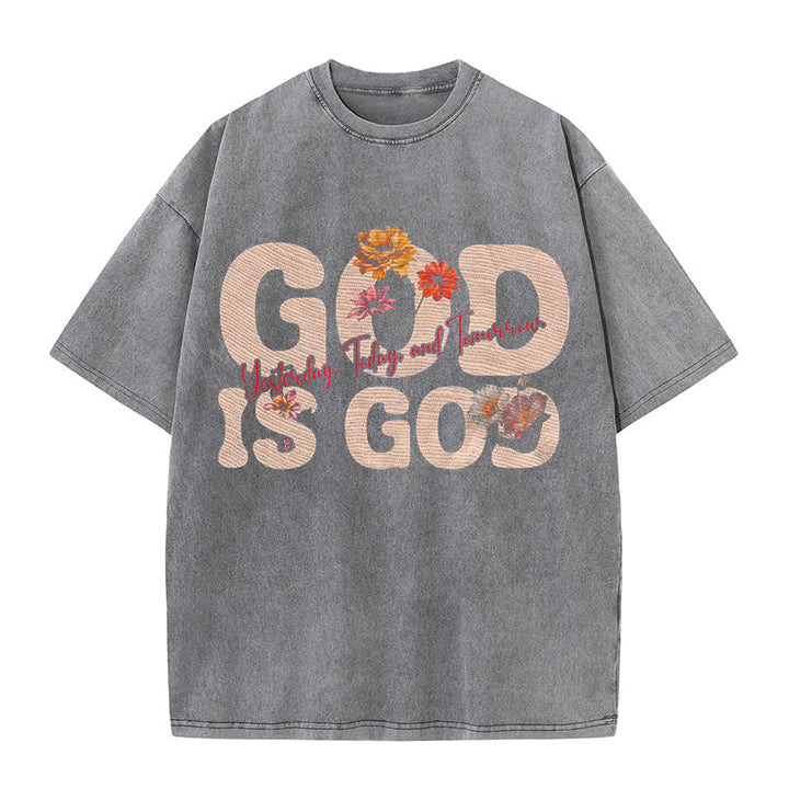 Christianartworkshop God Is God Unisex Washed T-shirt - Grey - 5XL - image 7