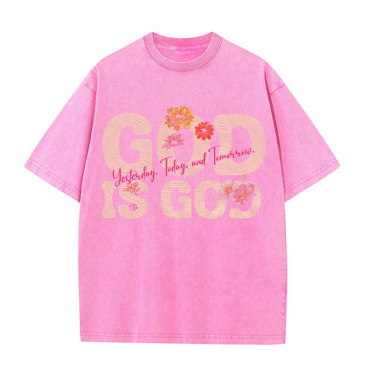 Christianartworkshop God Is God Unisex Washed T-shirt - Pink - 5XL - image 9