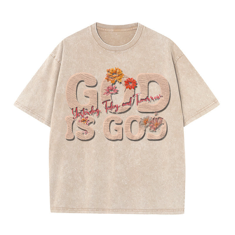 Christianartworkshop God Is God Unisex Washed T-shirt - Apricot - 5XL - image 3