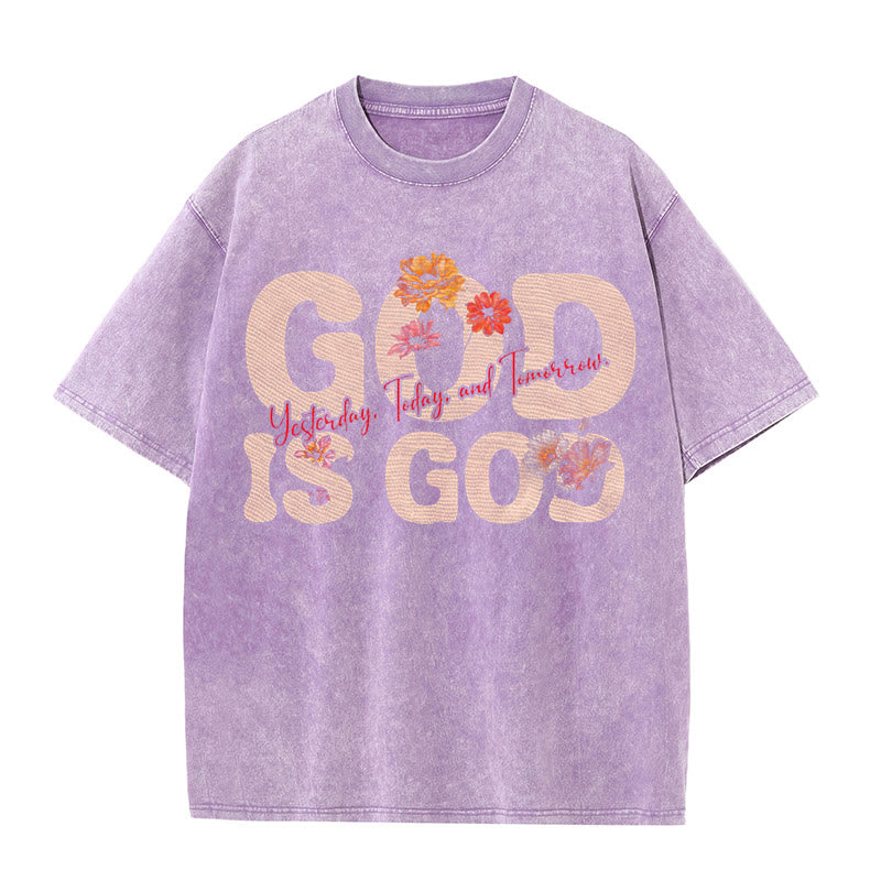 Christianartworkshop God Is God Unisex Washed T-shirt - Purple - 5XL - image 8