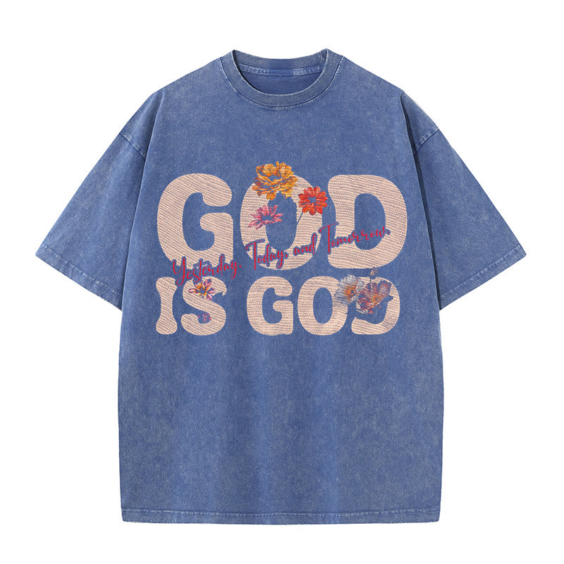 Christianartworkshop God Is God Unisex Washed T-shirt - Blue - 5XL - image 6