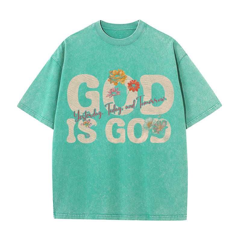 Christianartworkshop God Is God Unisex Washed T-shirt - Green - 5XL - image 10