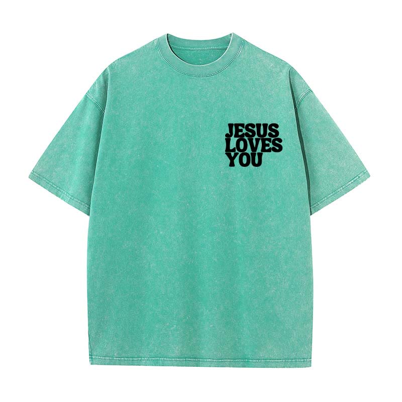 Christianartworkshop Good News Jesus Loves You Unisex Washed T-shirt - image 13