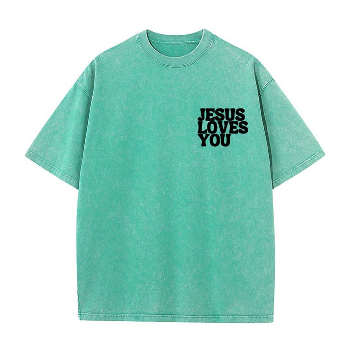 Christianartworkshop Good News Jesus Loves You Unisex Washed T-shirt - image 13