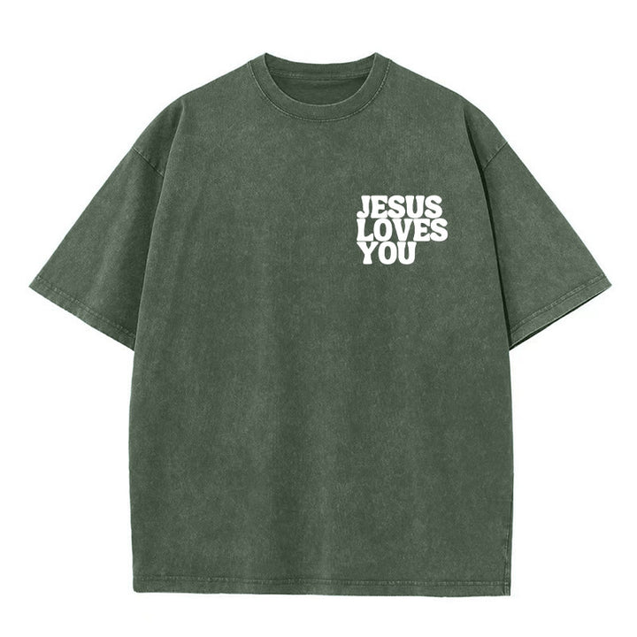 Christianartworkshop Good News Jesus Loves You Unisex Washed T-shirt - image 15