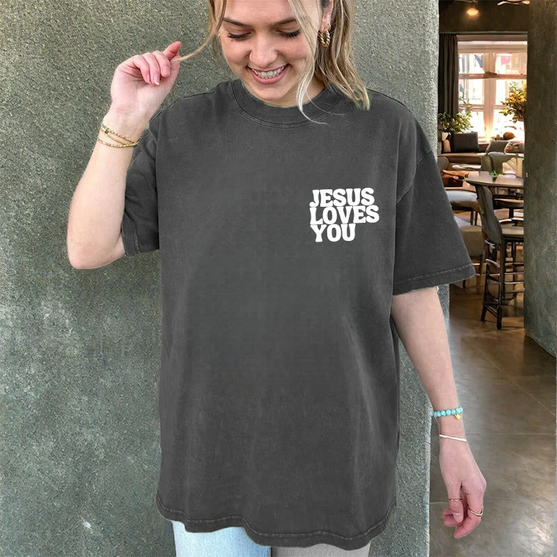 Christianartworkshop Good News Jesus Loves You Unisex Washed T-shirt - image 7