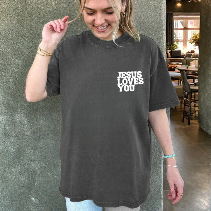 Christianartworkshop Good News Jesus Loves You Unisex Washed T-shirt - image 7