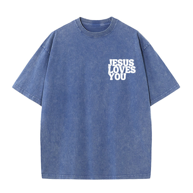 Christianartworkshop Good News Jesus Loves You Unisex Washed T-shirt - image 9