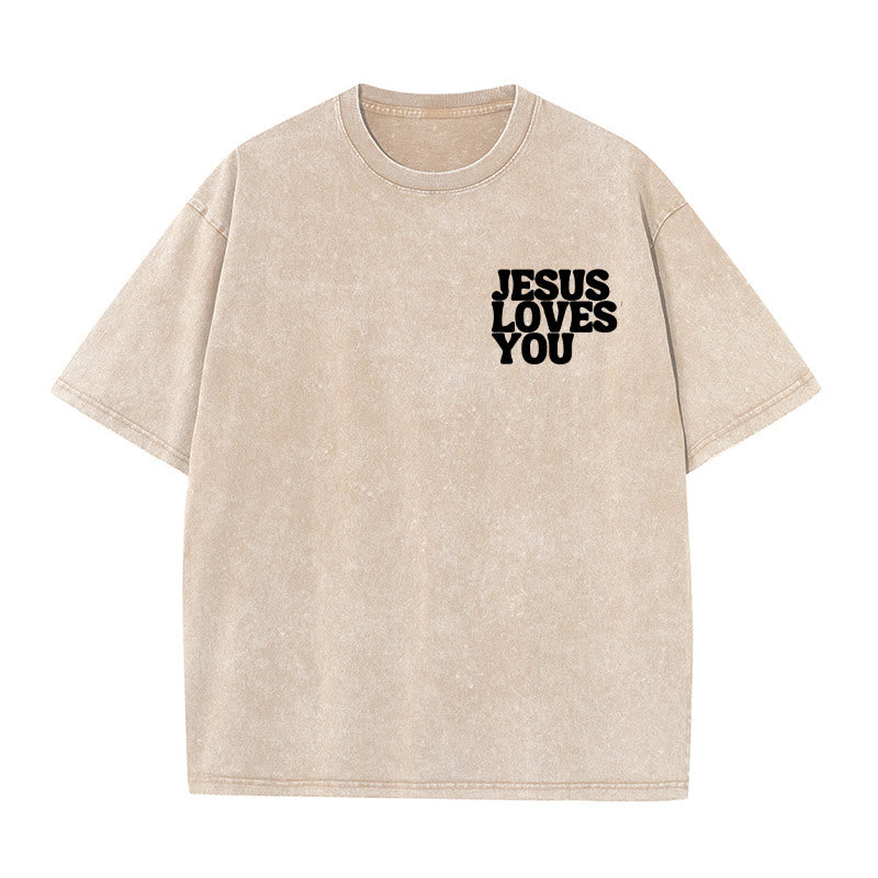 Christianartworkshop Good News Jesus Loves You Unisex Washed T-shirt - image 19