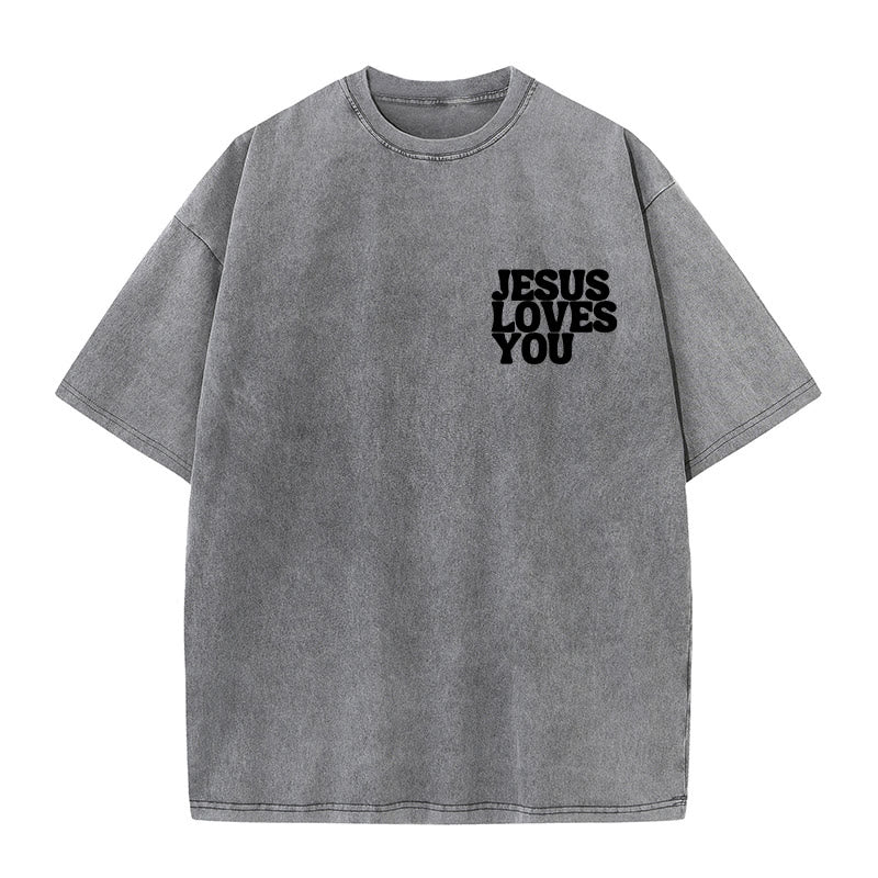 Christianartworkshop Good News Jesus Loves You Unisex Washed T-shirt - image 17