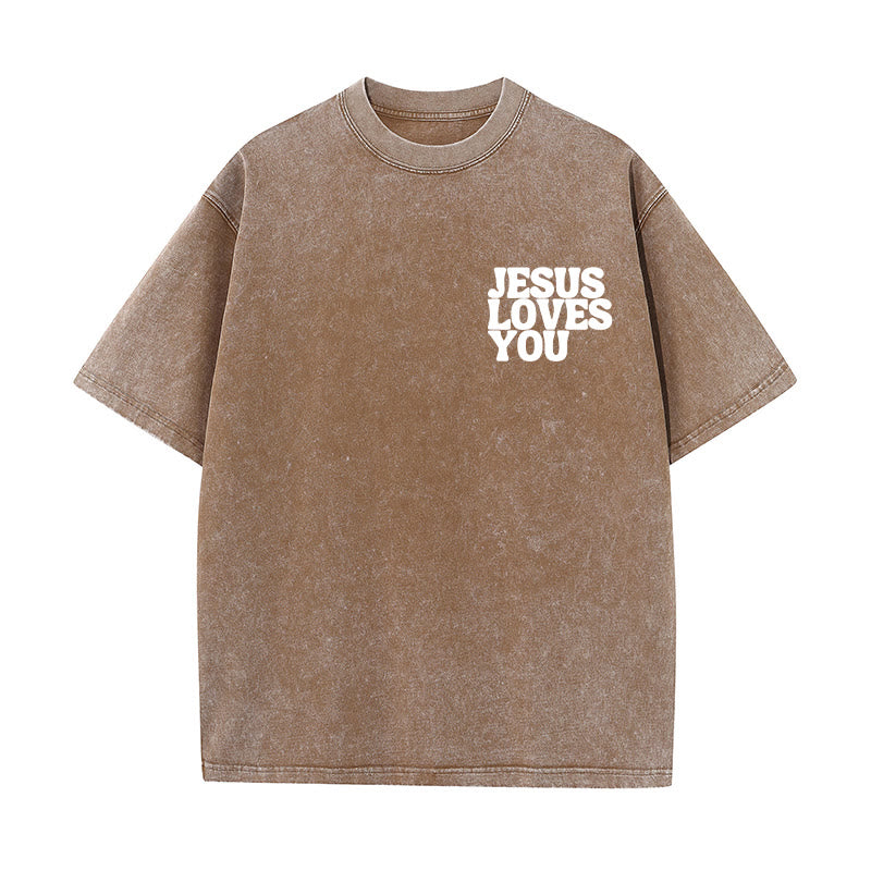 Christianartworkshop Good News Jesus Loves You Unisex Washed T-shirt - image 21