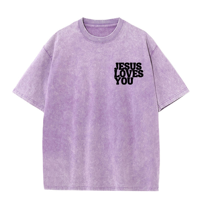 Christianartworkshop Good News Jesus Loves You Unisex Washed T-shirt - image 2