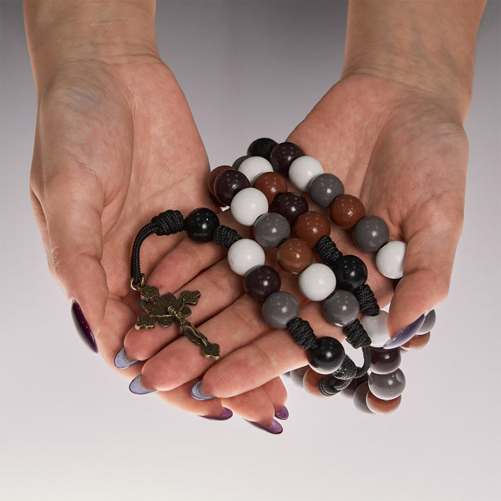 Christianartworkshop Morandi Style Multi-color Round Beads Rosary with Bronze Crucifix: Embrace Divine Blessing - image 7