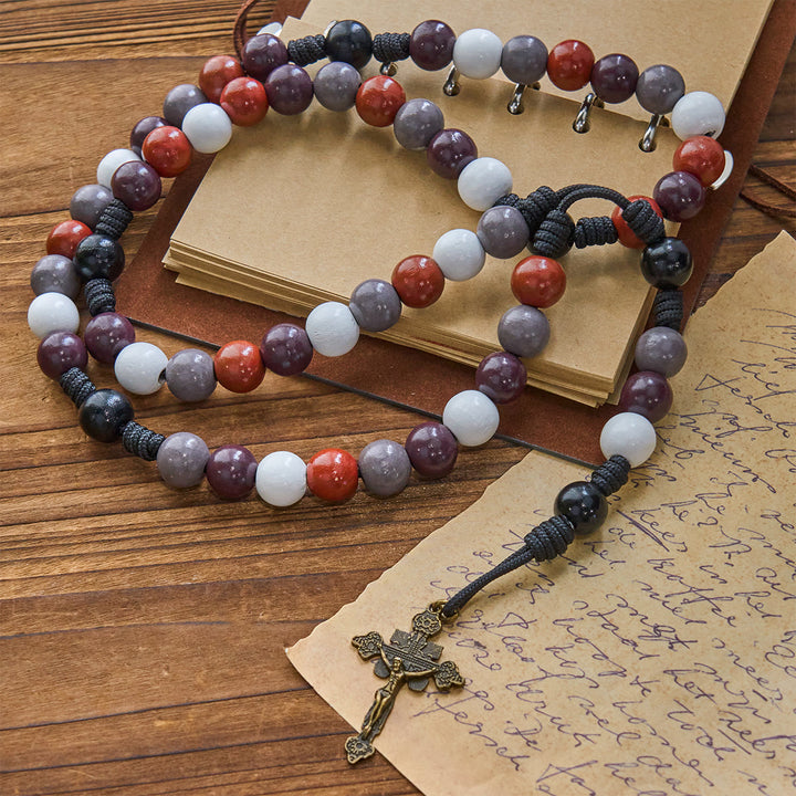 Christianartworkshop Morandi Style Multi-color Round Beads Rosary with Bronze Crucifix: Embrace Divine Blessing - image 2