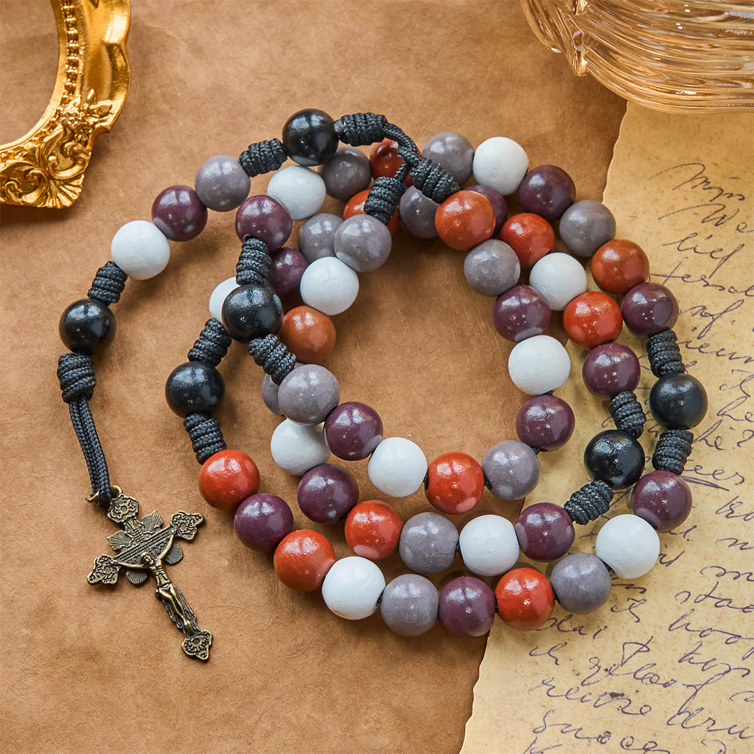Christianartworkshop Morandi Style Multi-color Round Beads Rosary with Bronze Crucifix: Embrace Divine Blessing - image 3