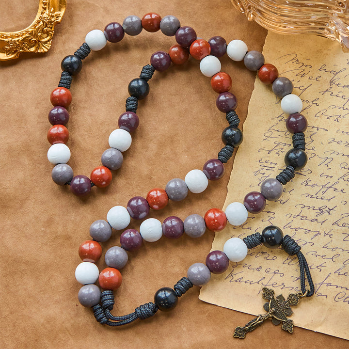 Christianartworkshop Morandi Style Multi-color Round Beads Rosary with Bronze Crucifix: Embrace Divine Blessing - Crucifix - image 1