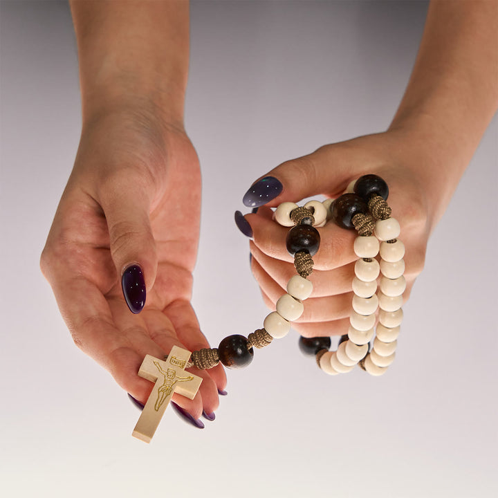 FREE Today: Minimalist Style Matte White Beads Rosary with INRI Crucifix: Wear Spiritual Beauty