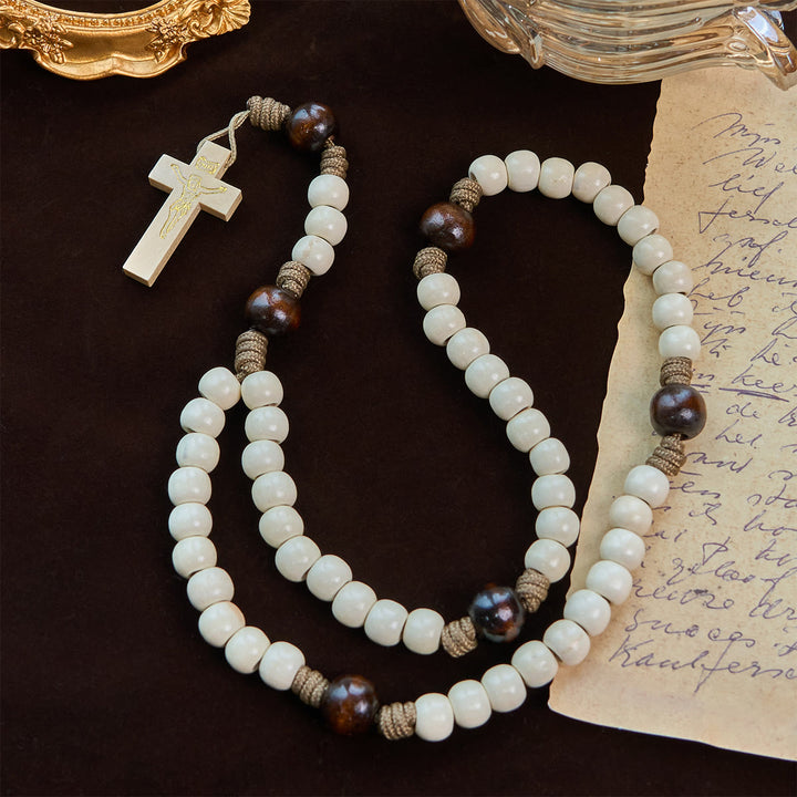 FREE Today: Minimalist Style Matte White Beads Rosary with INRI Crucifix: Wear Spiritual Beauty