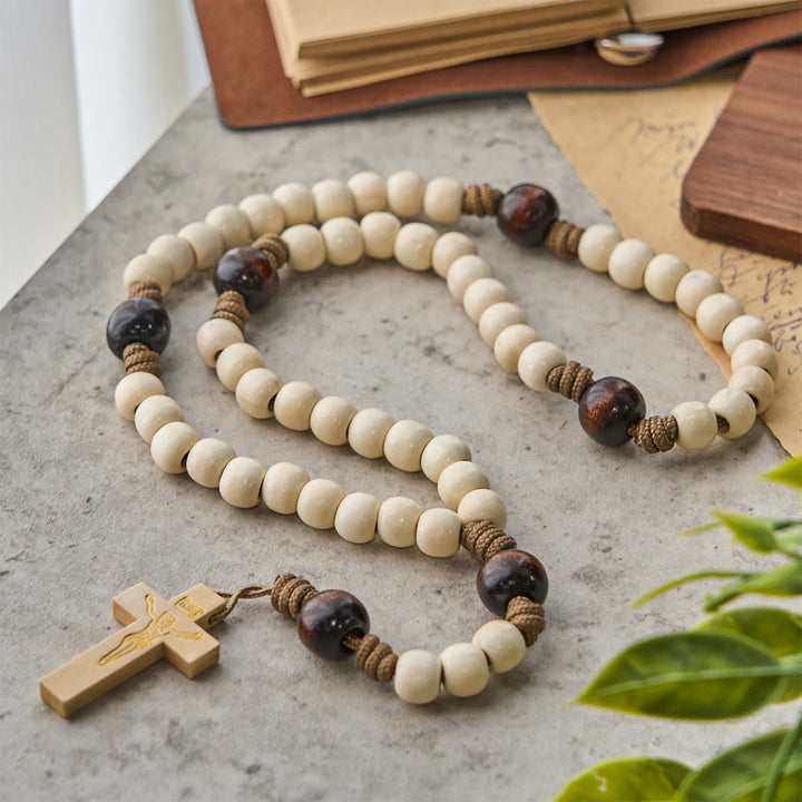 FREE Today: Minimalist Style Matte White Beads Rosary with INRI Crucifix: Wear Spiritual Beauty