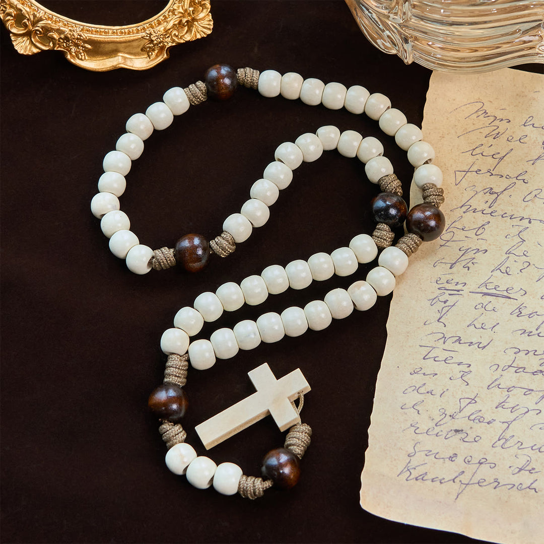 FREE Today: Minimalist Style Matte White Beads Rosary with INRI Crucifix: Wear Spiritual Beauty