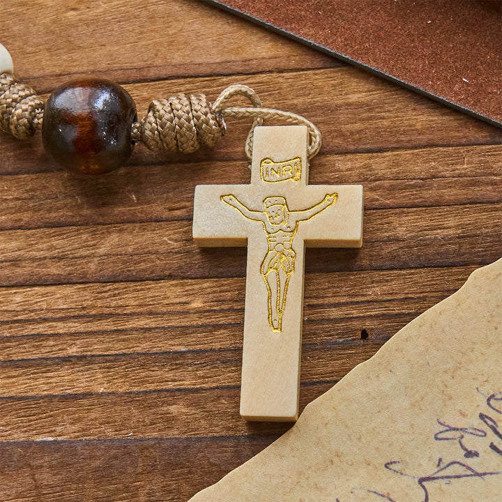 FREE Today: Minimalist Style Matte White Beads Rosary with INRI Crucifix: Wear Spiritual Beauty