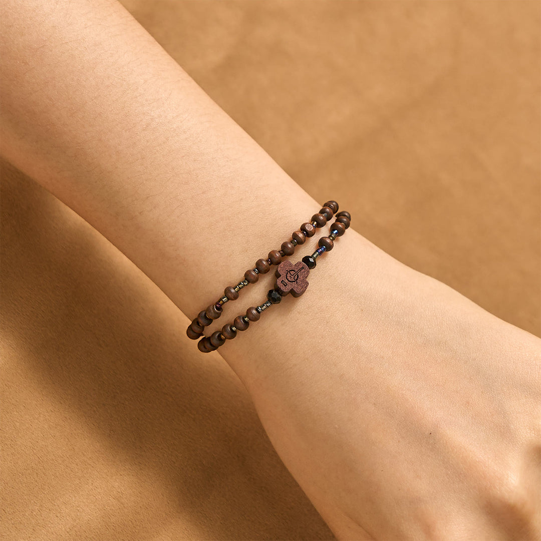 Christianartworkshop Classic Wooden Bead Bracelet with Cross: Timeless Emblem of Understated Faith - image 5