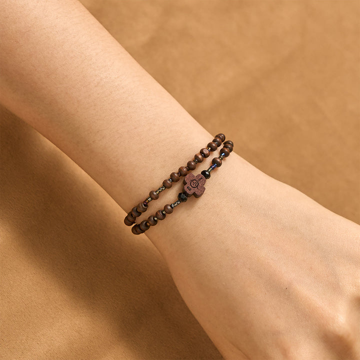 Christianartworkshop Classic Wooden Bead Bracelet with Cross: Timeless Emblem of Understated Faith - image 5