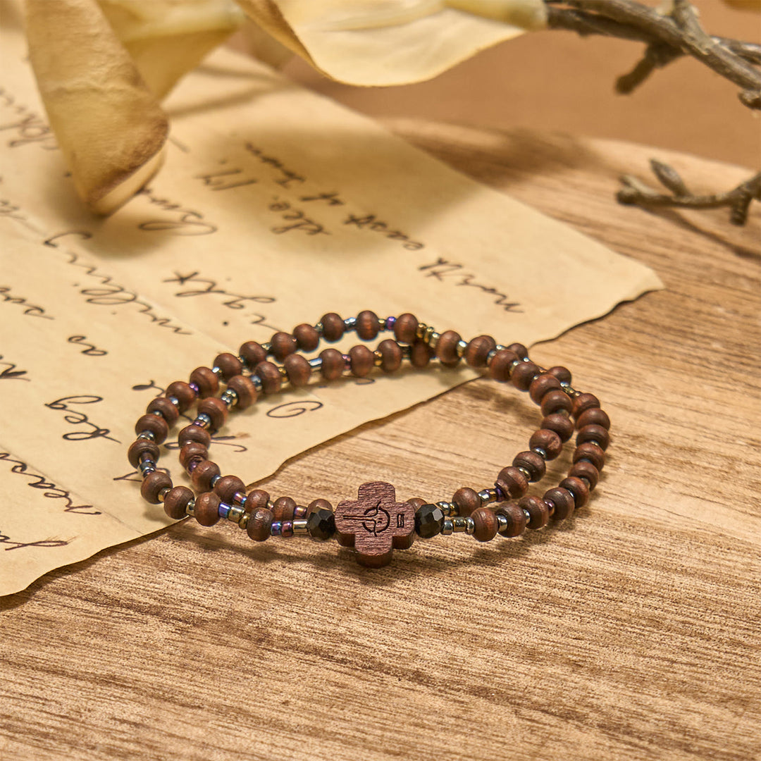 Christianartworkshop Classic Wooden Bead Bracelet with Cross: Timeless Emblem of Understated Faith - image 3