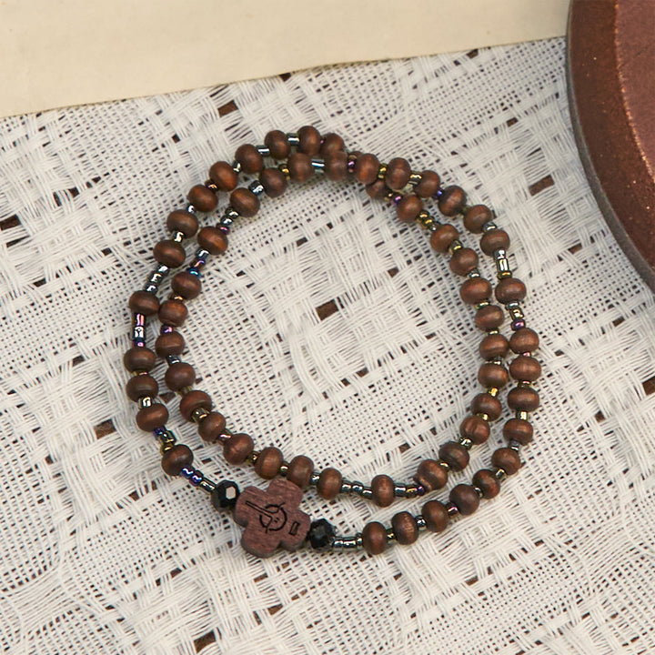 Christianartworkshop Classic Wooden Bead Bracelet with Cross: Timeless Emblem of Understated Faith - image 4
