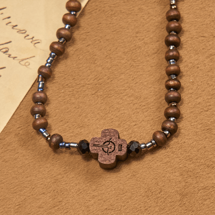 Christianartworkshop Classic Wooden Bead Bracelet with Cross: Timeless Emblem of Understated Faith - image 6