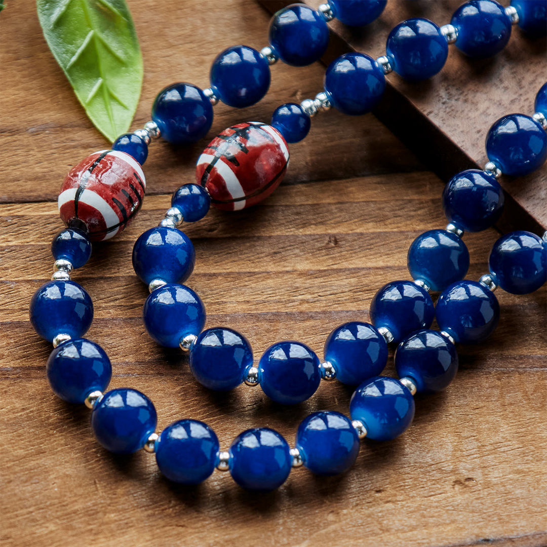 Christianartworkshop Sports Prayer Football Dark Blue Beads Rosary with Miraculous Medal & Crucifix: Unite Faith and Sport