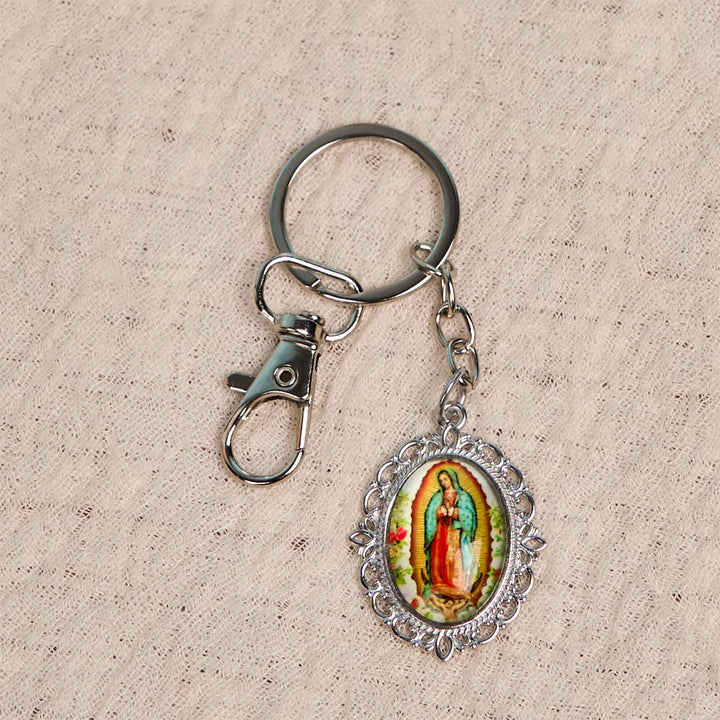 Christianartworkshop Our Lady Medal Keychain with Dove and Blossom Patterns: Ideal for Baptism Gifting - image 8